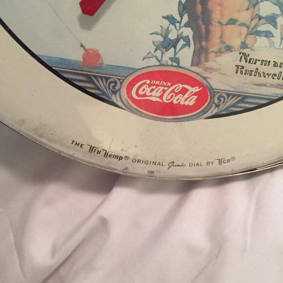 Coca Cola Thermometer Norman Rockwell Fishing Boy Tru Temp Jumbo Vtg TCA Coke N - Picture 2 of 6